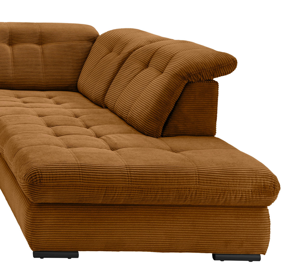 WOHNLANDSCHAFT in Cord Goldfarben  - Goldfarben/Schwarz, Modern, Textil/Metall (184/387/252cm) - Livetastic