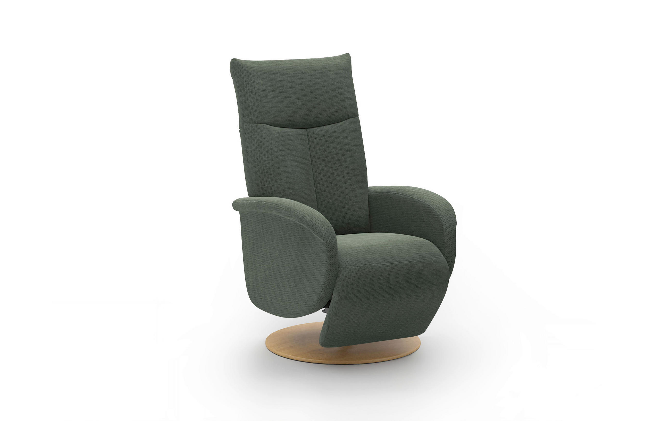 RELAXSESSEL GLENDALE E Flachgewebe Kopfteilverstellung, Rücken echt    - Dunkelgrün/Eichefarben, KONVENTIONELL, Holzwerkstoff/Textil (75/112/82cm) - Sit & More