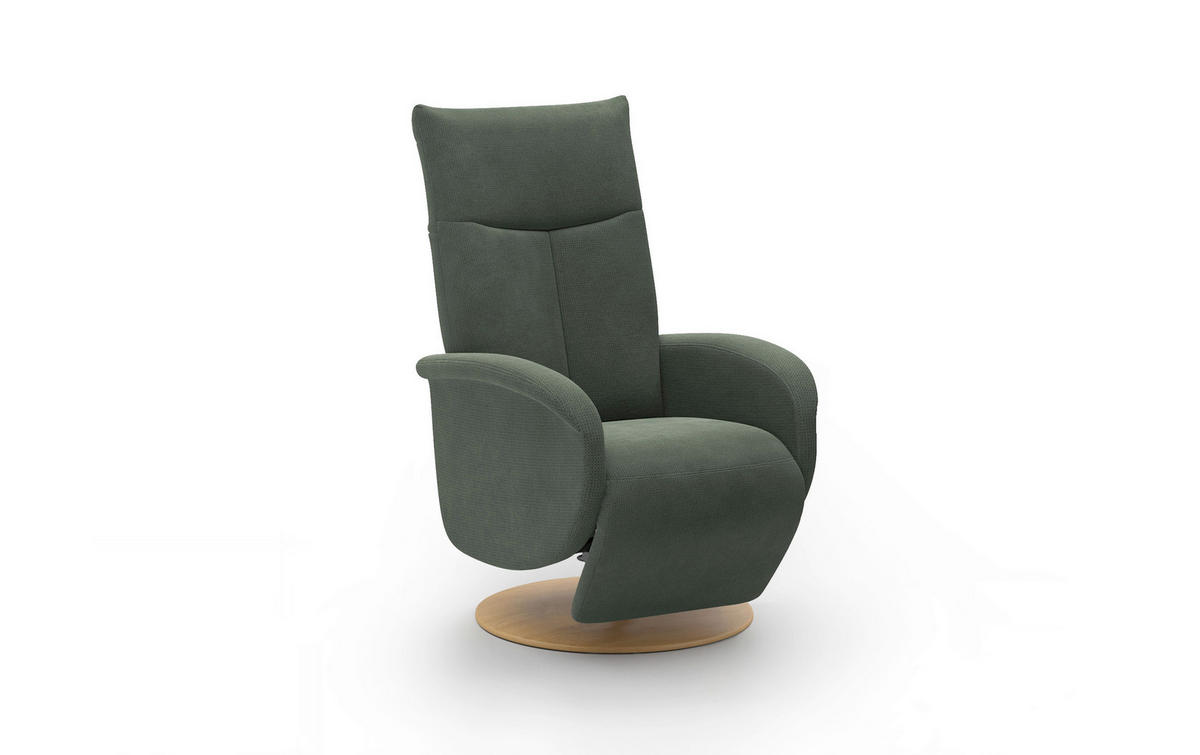 RELAXSESSEL GLENDALE E Flachgewebe Kopfteilverstellung, Rücken echt    - Dunkelgrün/Eichefarben, KONVENTIONELL, Holzwerkstoff/Textil (75/112/82cm) - Sit & More