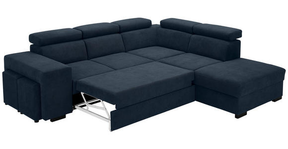 ECKSOFA  in Webstoff Dunkelblau  - Schwarz/Dunkelblau, KONVENTIONELL, Holz/Textil (283/244cm) - Carryhome