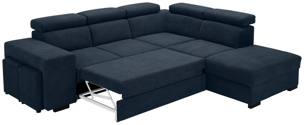 ECKSOFA Dunkelblau Webstoff  - Schwarz/Dunkelblau, KONVENTIONELL, Holz/Textil (283/244cm) - Carryhome