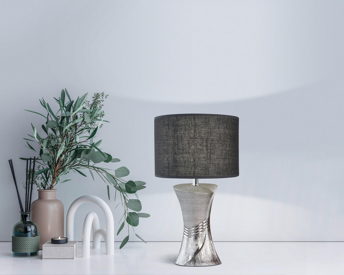 TISCHLEUCHTE - Silberfarben/Grau, Design, Keramik/Textil (25/44cm) - Fischer & Honsel