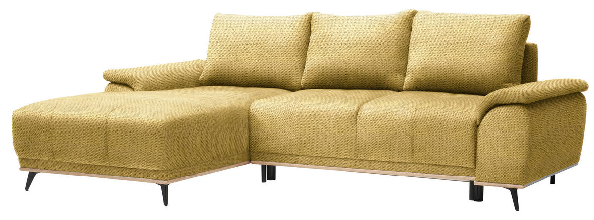 ECKSOFA in Chenille Goldfarben  - Goldfarben/Schwarz, Modern, Textil/Metall (168/262cm) - home24
