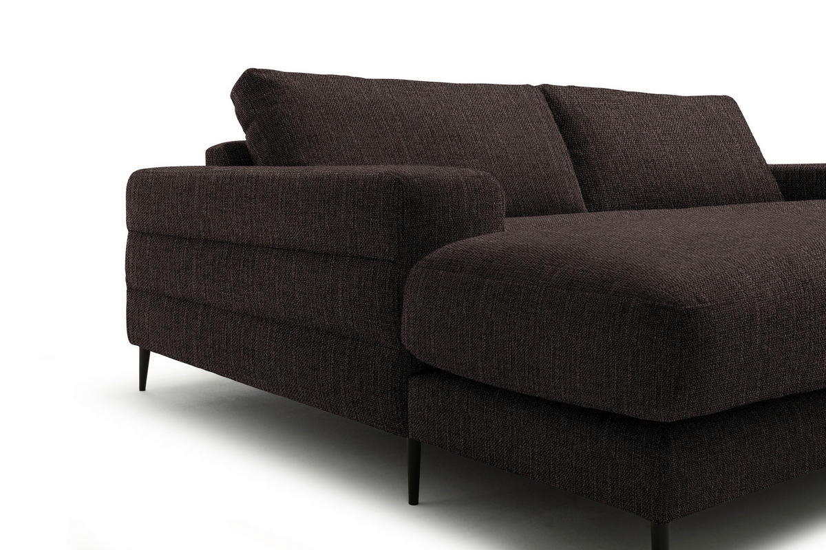 ECKSOFA in Flachgewebe Mokka  - Schwarz/Mokka, Design, Textil/Metall (177/253cm) - Dieter Knoll