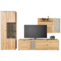 WOHNWAND  in Wildeiche 322,4/205,5/45,2 cm  - Wildeiche/Schwarz, Natur, Glas/Holz (322,4/205,5/45,2cm) - Valnatura