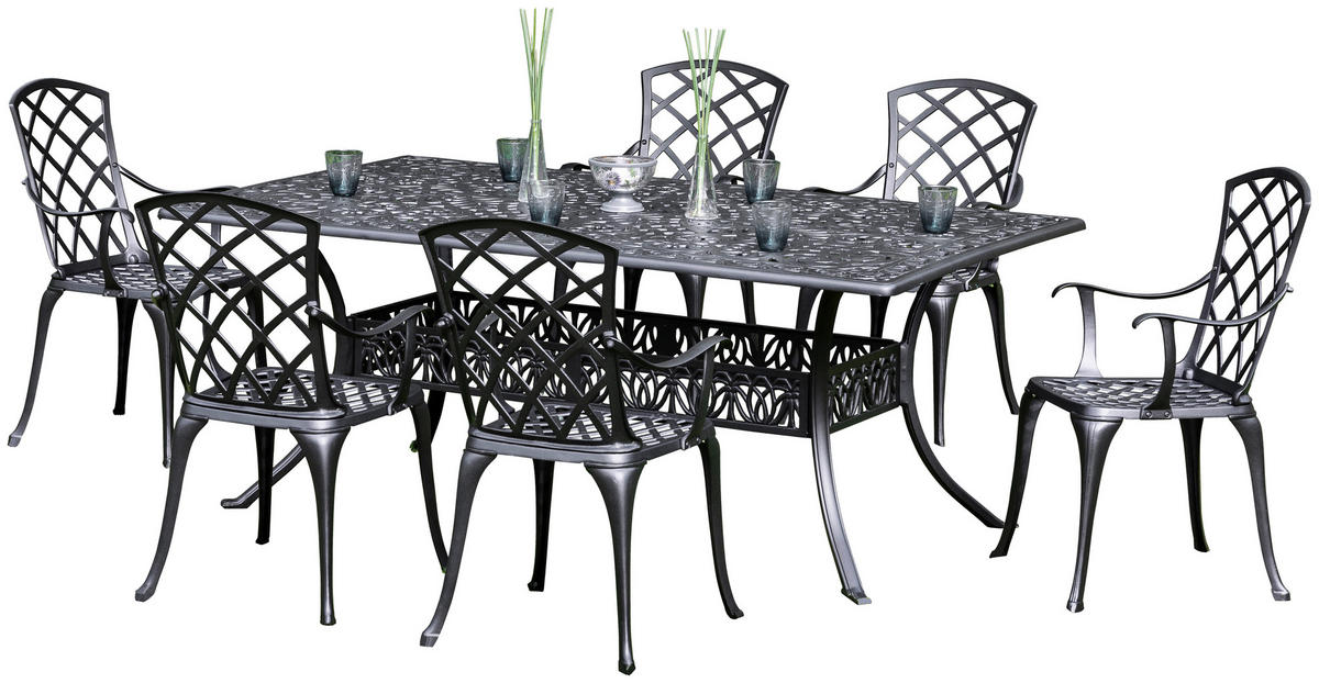 GARTENSET 7-teilig  - Graphitfarben, MODERN, Metall - Gardenson