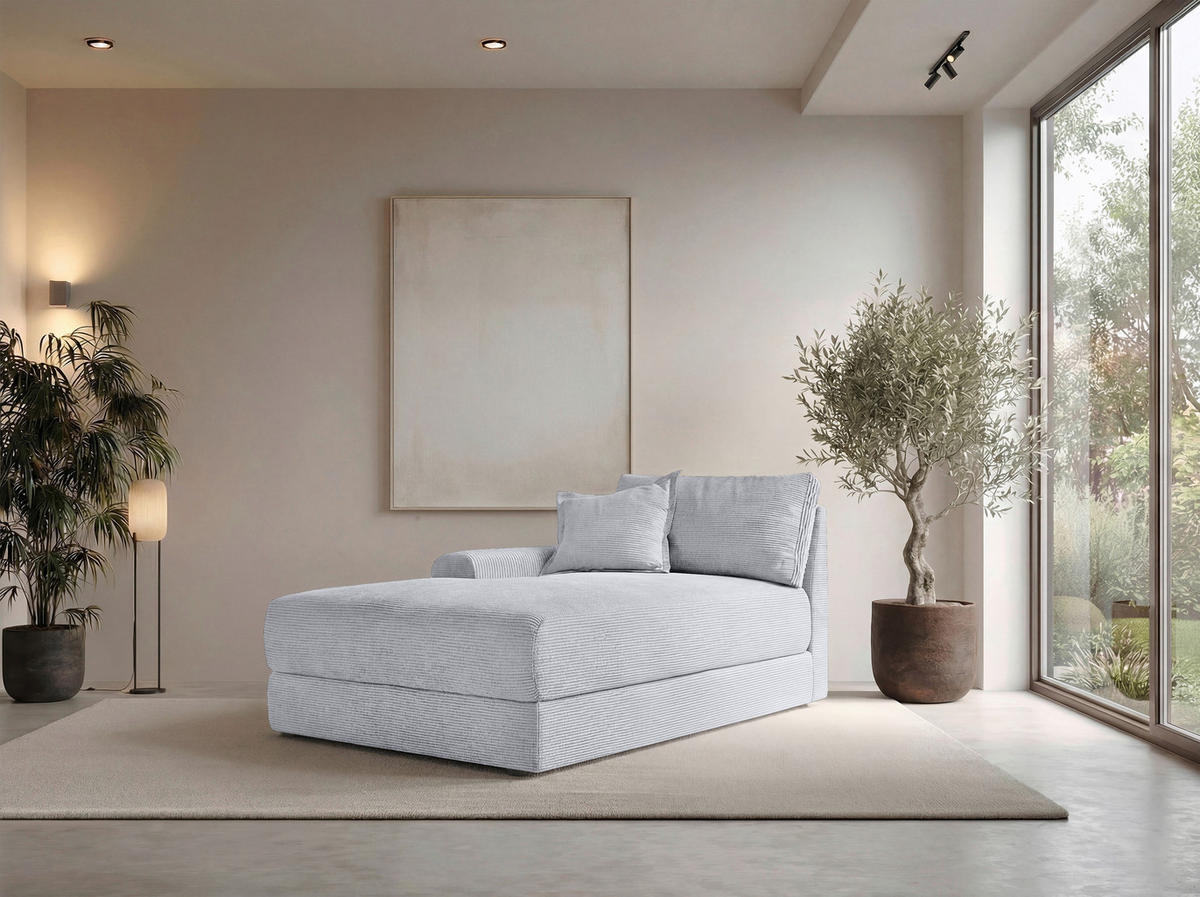 BIGSOFA Cord Hellgrau  - Hellgrau/Schwarz, MODERN, Kunststoff/Textil (117/93/190cm) - Carryhome
