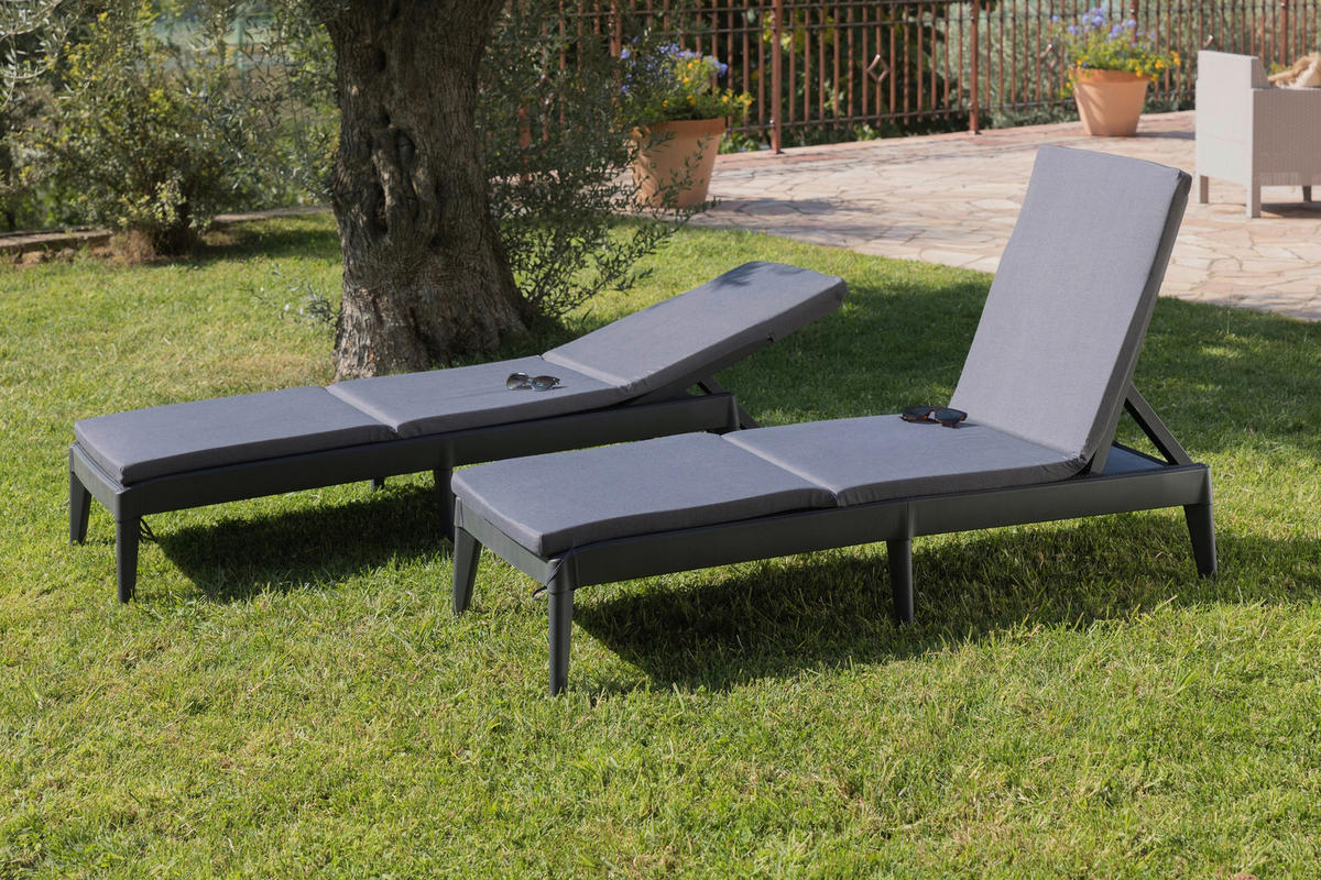 GARTENLIEGE  - Anthrazit, Basics, Kunststoff (186/60/32,5cm)