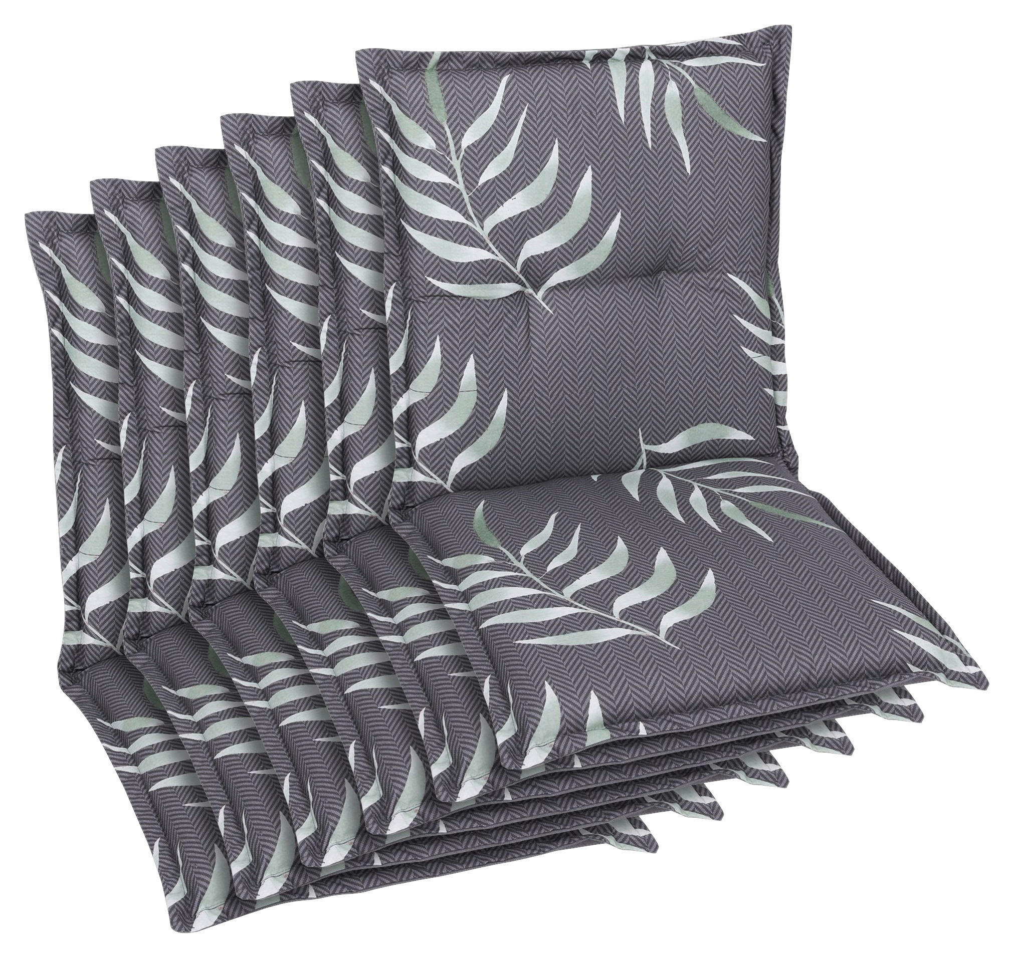 SESSELAUFLAGENSET Blätter  - Anthrazit, Basics, Textil (50/7/100cm)