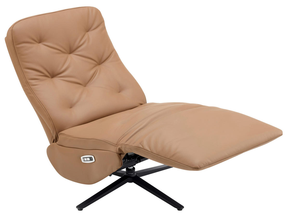 RELAXSESSEL NORA Lederlook, Mikrofaser    - Schwarz/Braun, Design, Textil/Metall (68/113/84cm) - Livetastic