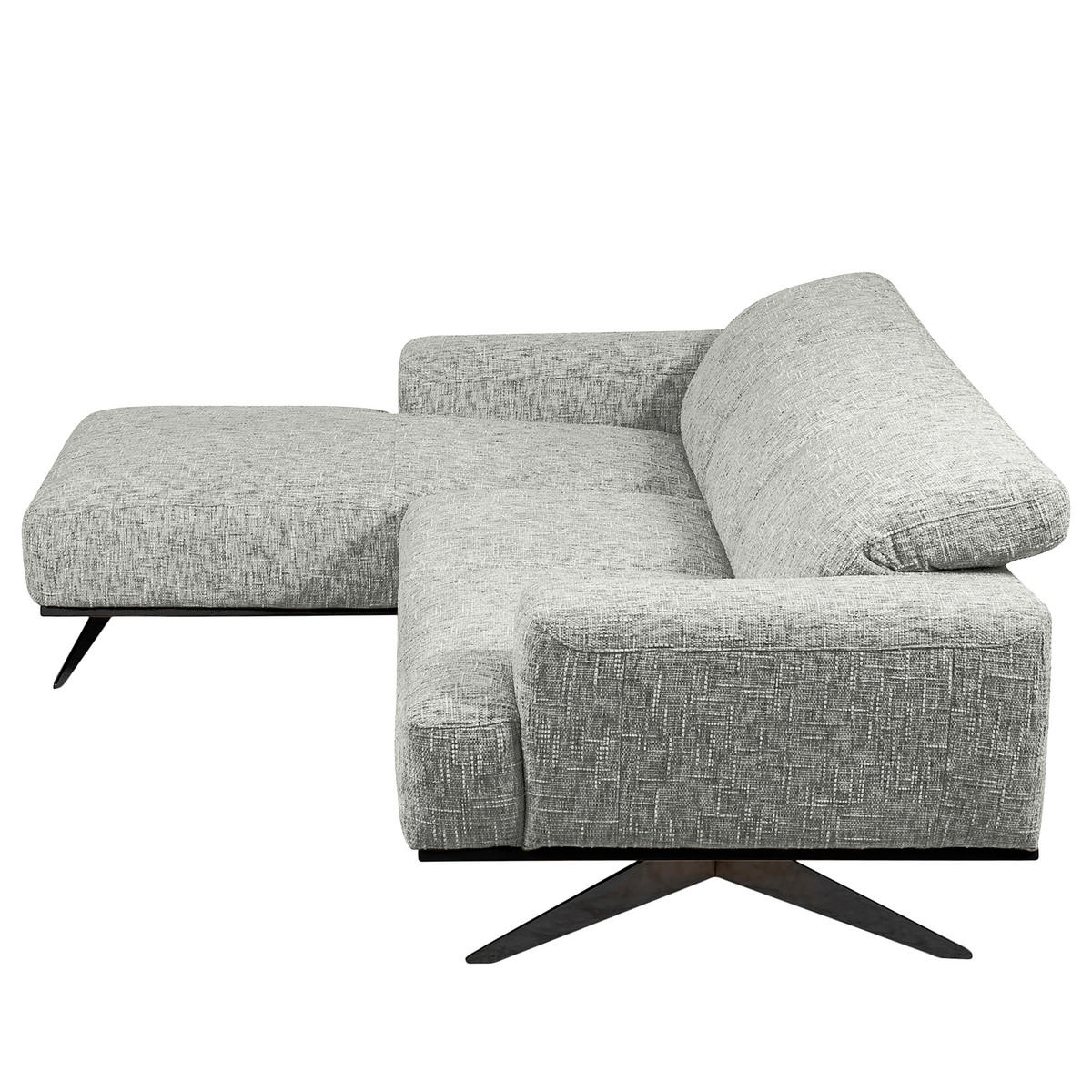 ECKSOFA PORTLAND in Struktur Grau Kopfteilverstellung  187/295 cm  - Schwarz/Grau, Design, Holz/Textil (187/295cm) - Livetastic