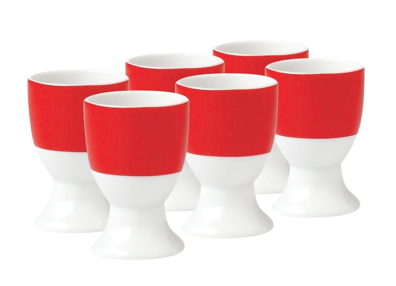 EIERBECHERSET Keramik Porzellan 6-teilig - Rot/Weiß, Basics, Keramik (4,5/6,5cm) - Van Well