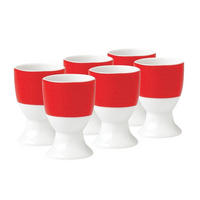 EIERBECHERSET Keramik Porzellan 6-teilig  - Rot/Weiß, Basics, Keramik (4,5/6,5cm) - Van Well