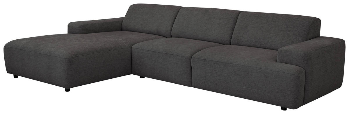 ECKSOFA Mintgrün Chenille Rücken echt  - Schwarz/Mintgrün, MODERN, Kunststoff/Textil (185/296cm) - Hom`in