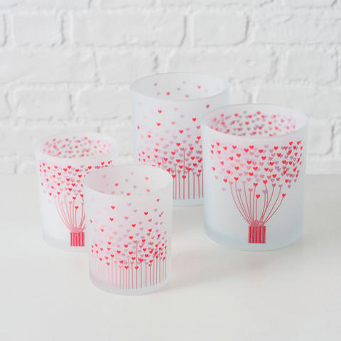 LJUSLYKTA - vit/rosa, Basics, glas (9/10cm)