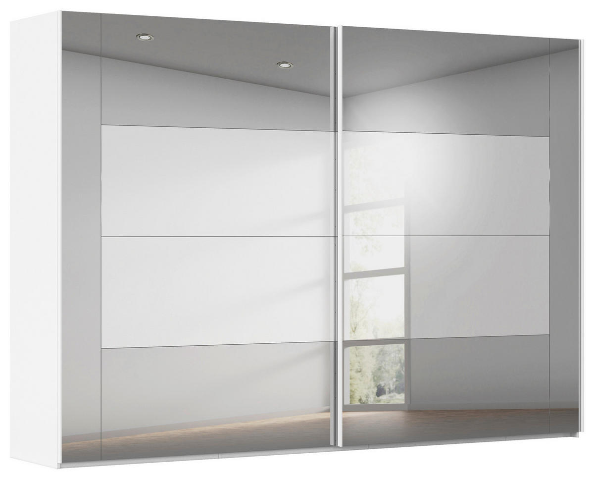 SCHWEBETÜRENSCHRANK 316/223/68 cm 2-türig Weiß  - Weiß, Design, Glas/Holzwerkstoff (316/223/68cm) - Xora