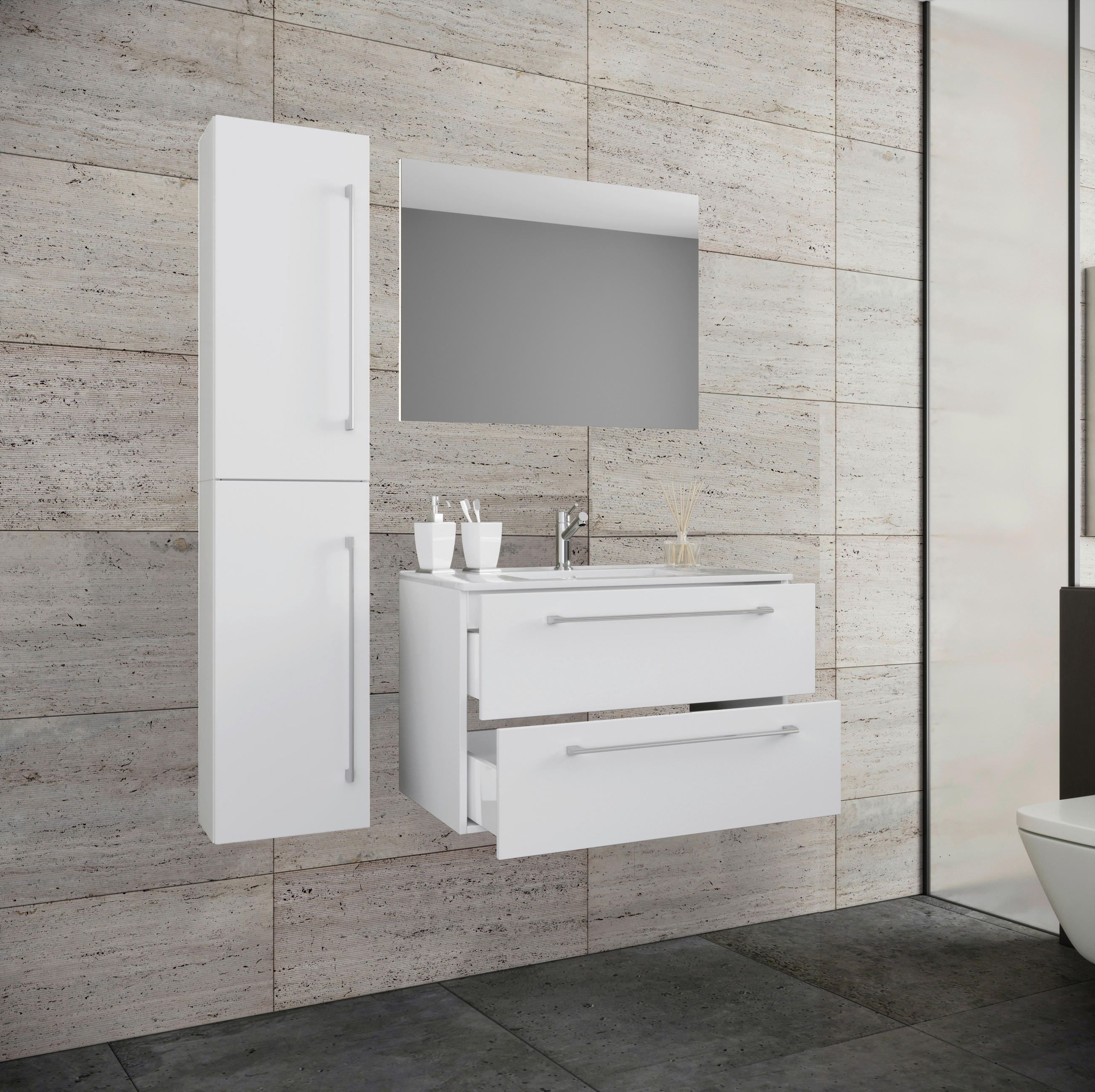 BADEZIMMER  in 113 cm  - Weiß, MODERN, Keramik/Holzwerkstoff (113cm) - MID.YOU