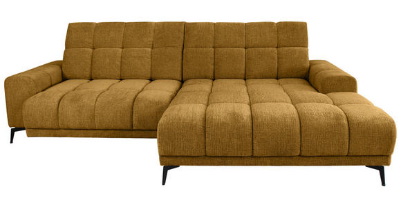 ECKSOFA inkl.Funktionen Senfgelb Chenille  - Senfgelb/Schwarz, MODERN, Textil/Metall (300/195cm) - Xora