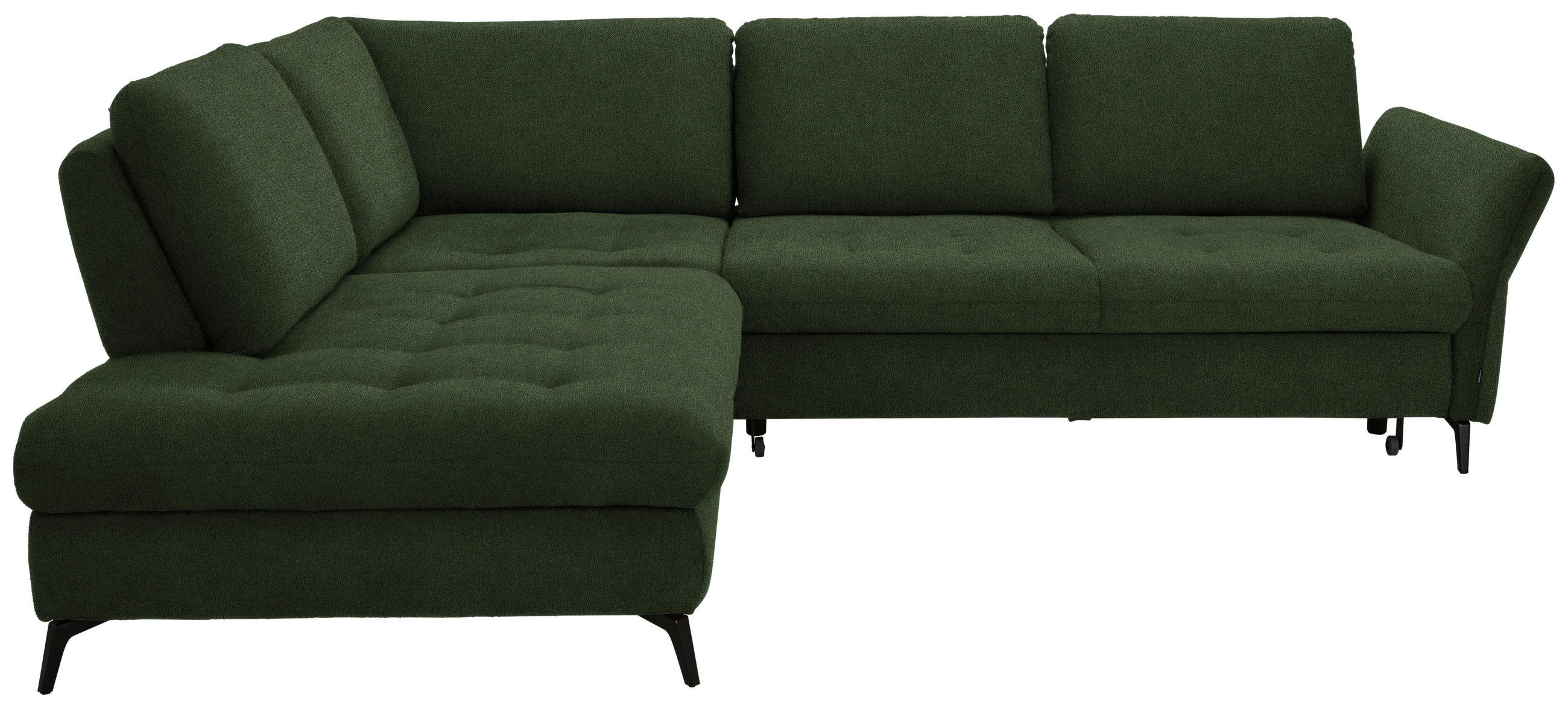 ECKSOFA Olivgrün Flachgewebe  - Schwarz/Olivgrün, Natur, Textil/Metall (233/288cm) - Valnatura