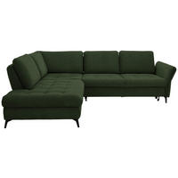 ECKSOFA in Flachgewebe Olivgrün  - Schwarz/Olivgrün, Natur, Textil/Metall (233/288cm) - Valnatura
