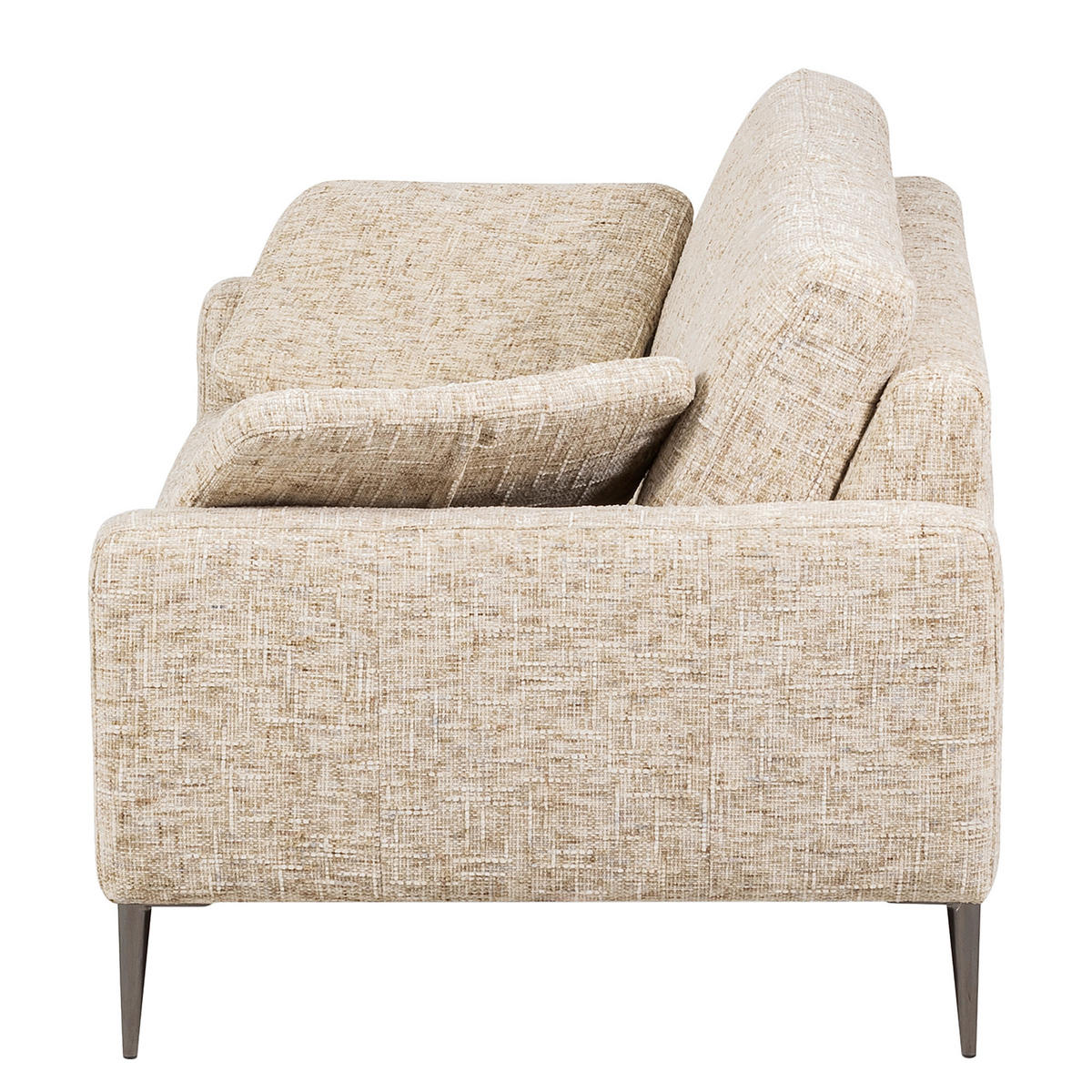 3-SITZER-SOFA Webstoff Beige  - Beige/Schwarzchrom, Design, Textil/Metall (187/85/92cm) - Livetastic