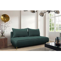 SCHLAFSOFA Velours Blau Querschläfer  inkl. Bettkasten  - Blau/Goldfarben, Design, Textil/Metall (200/90/97cm) - MID.YOU