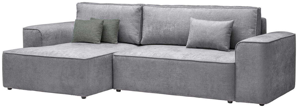ECKSOFA in Plüsch Hellgrau  - Blaugrau/Hellgrau, Design, Kunststoff/Textil (152/288cm) - Xora