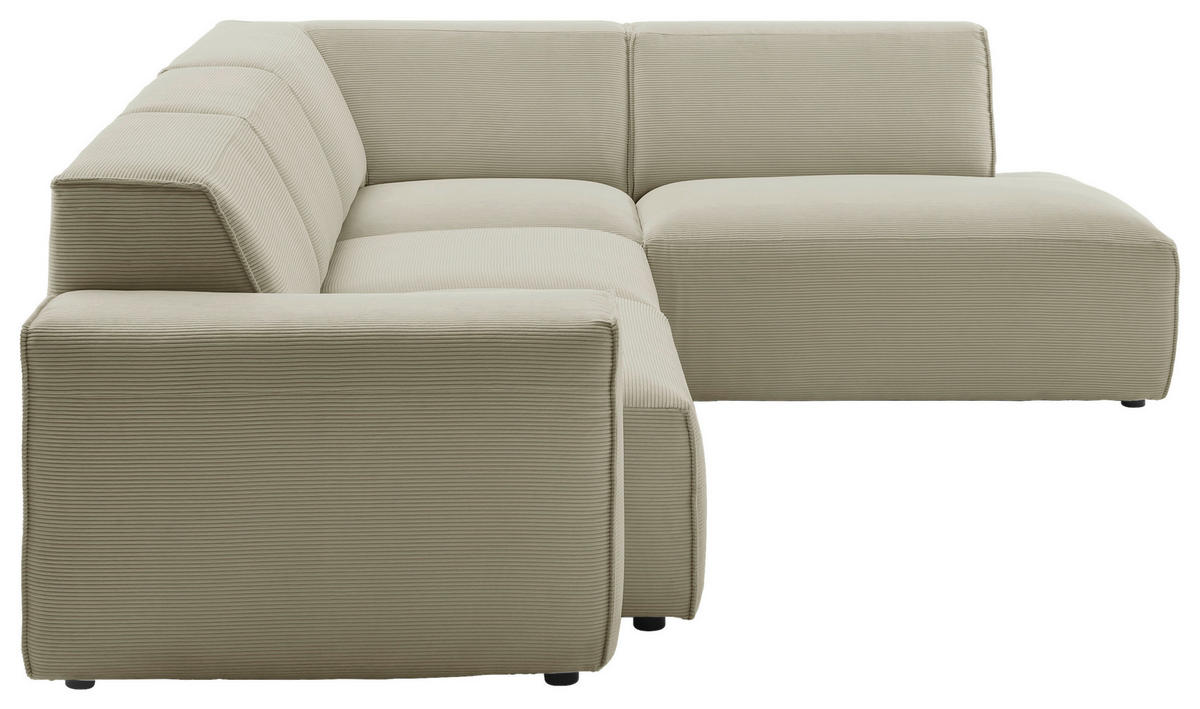 ECKSOFA in Cord Sandfarben  270/210 cm  - Sandfarben/Schwarz, Design, Kunststoff/Textil (270/210cm) - Pure Home Lifestyle