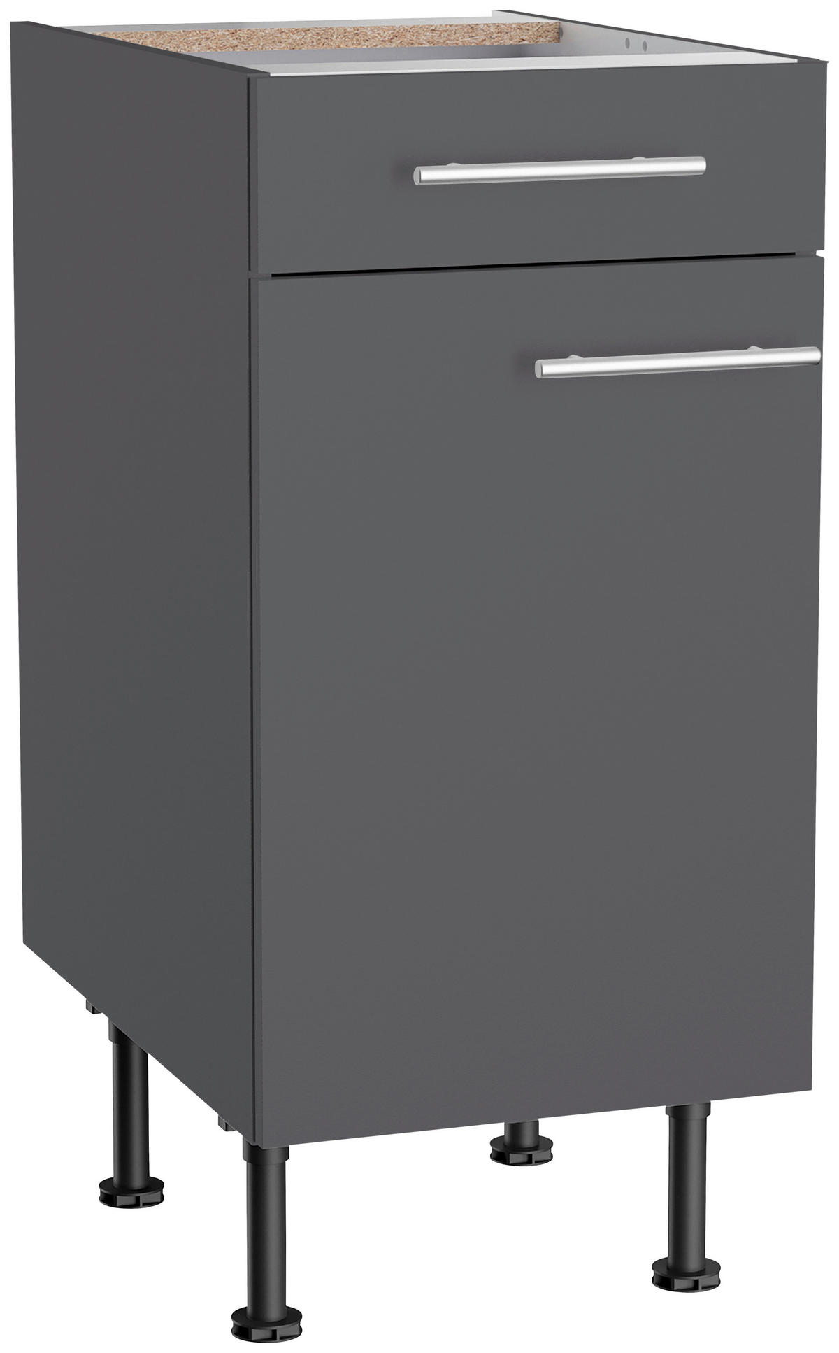 KÜCHENLEERBLOCK 210 cm   in Anthrazit  - Edelstahlfarben/Eichefarben, Basics, Holzwerkstoff/Metall (210cm) - Optifit