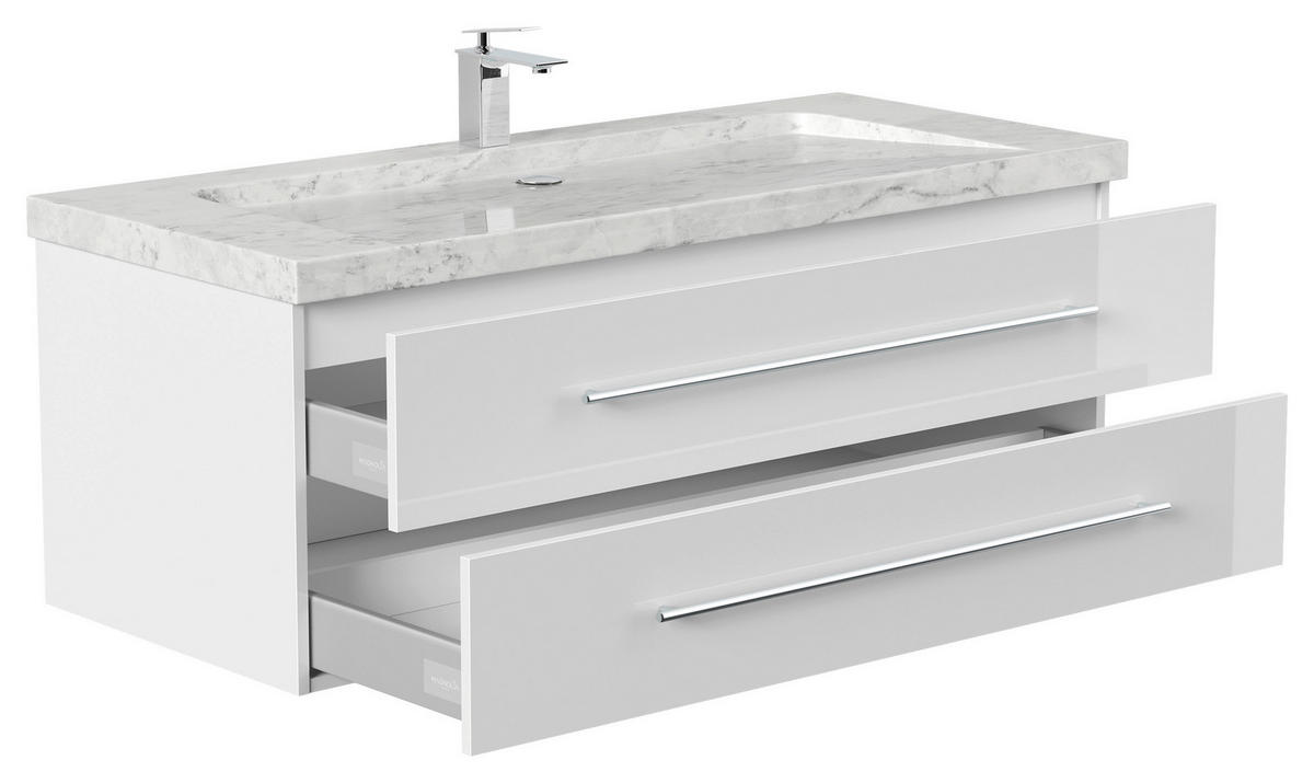 WASCHTISCHKOMBI 130 cm  - Weiß Hochglanz, Basics, Holzwerkstoff/Stein (130cm) - MID.YOU