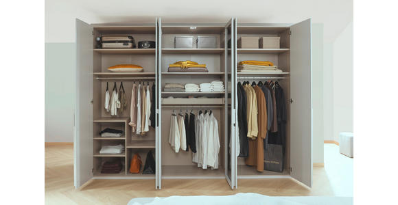 DREHTÜRENSCHRANK 301/235/60 cm 6-türig Grau, Hellgrau - Hellgrau/Grau, Trend, Glas/Holzwerkstoff (301/235/60cm) - Novel