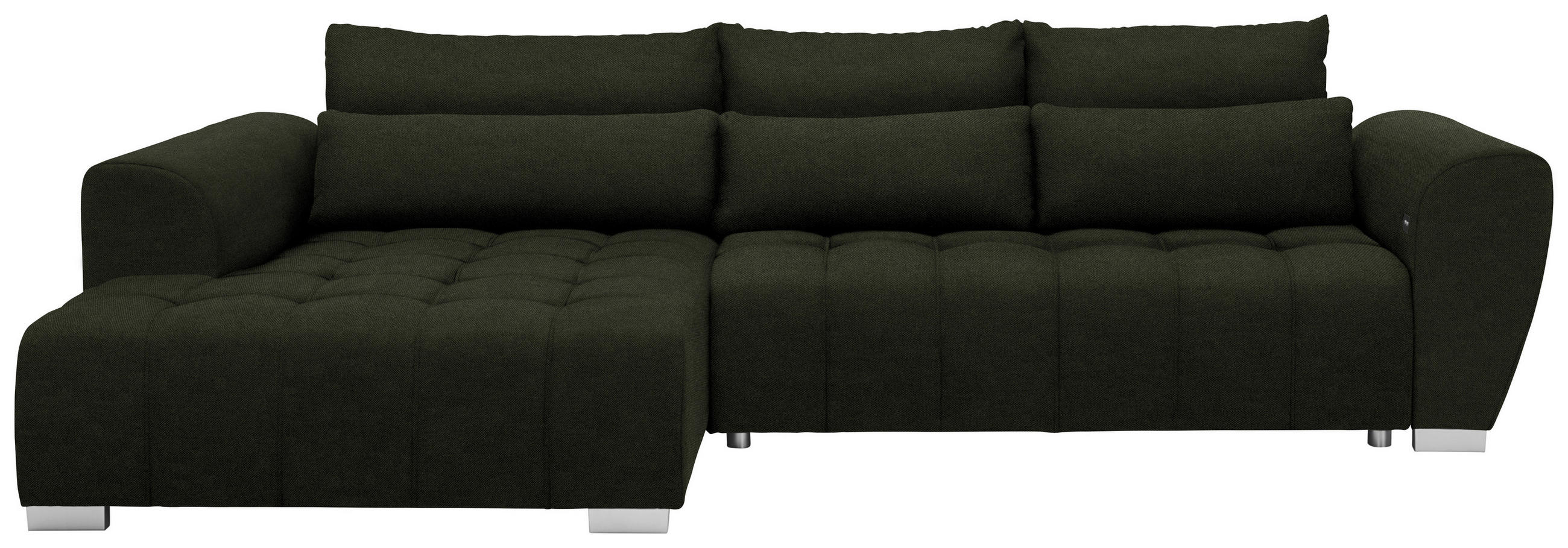 ECKSOFA in Webstoff Dunkelgrün  218/304 cm  - Dunkelgrün/Silberfarben, MODERN, Kunststoff/Textil (218/304cm) - Carryhome