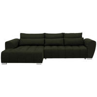 ECKSOFA in Webstoff Dunkelgrün  218/304 cm  - Dunkelgrün/Silberfarben, MODERN, Kunststoff/Textil (218/304cm) - Carryhome