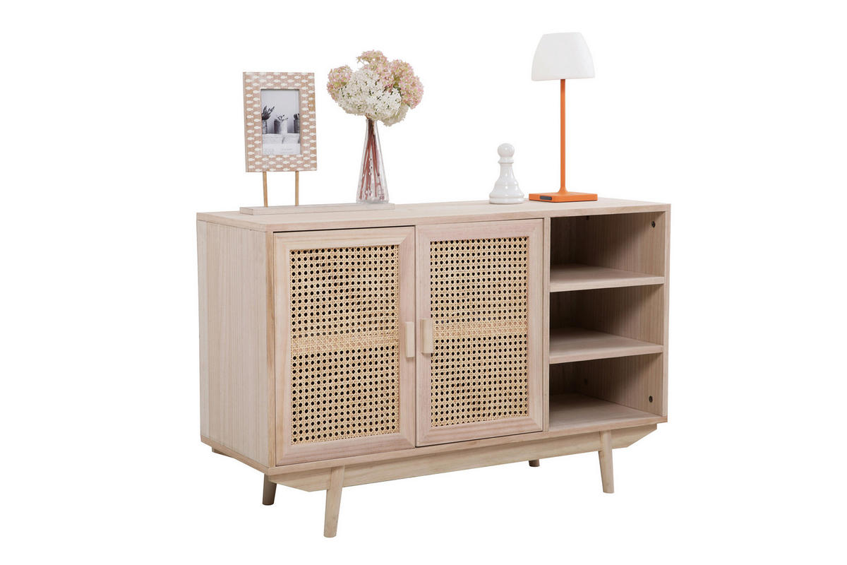 ŠIROKÁ KOMODA, paulovnie, ratan, přírodní barvy, 100/65/36 cm - přírodní barvy, Design, dřevo/kompozitní dřevo (100/65/36cm) - Livetastic