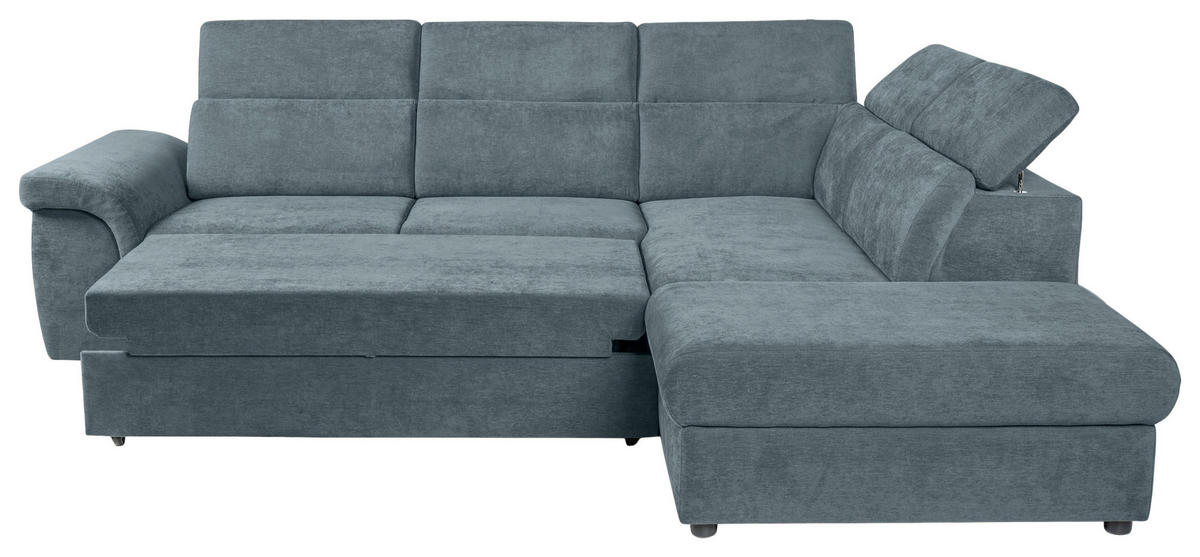 ECKSOFA Blau Flachgewebe  - Blau/Schwarz, KONVENTIONELL, Kunststoff/Textil (280/235cm) - Carryhome