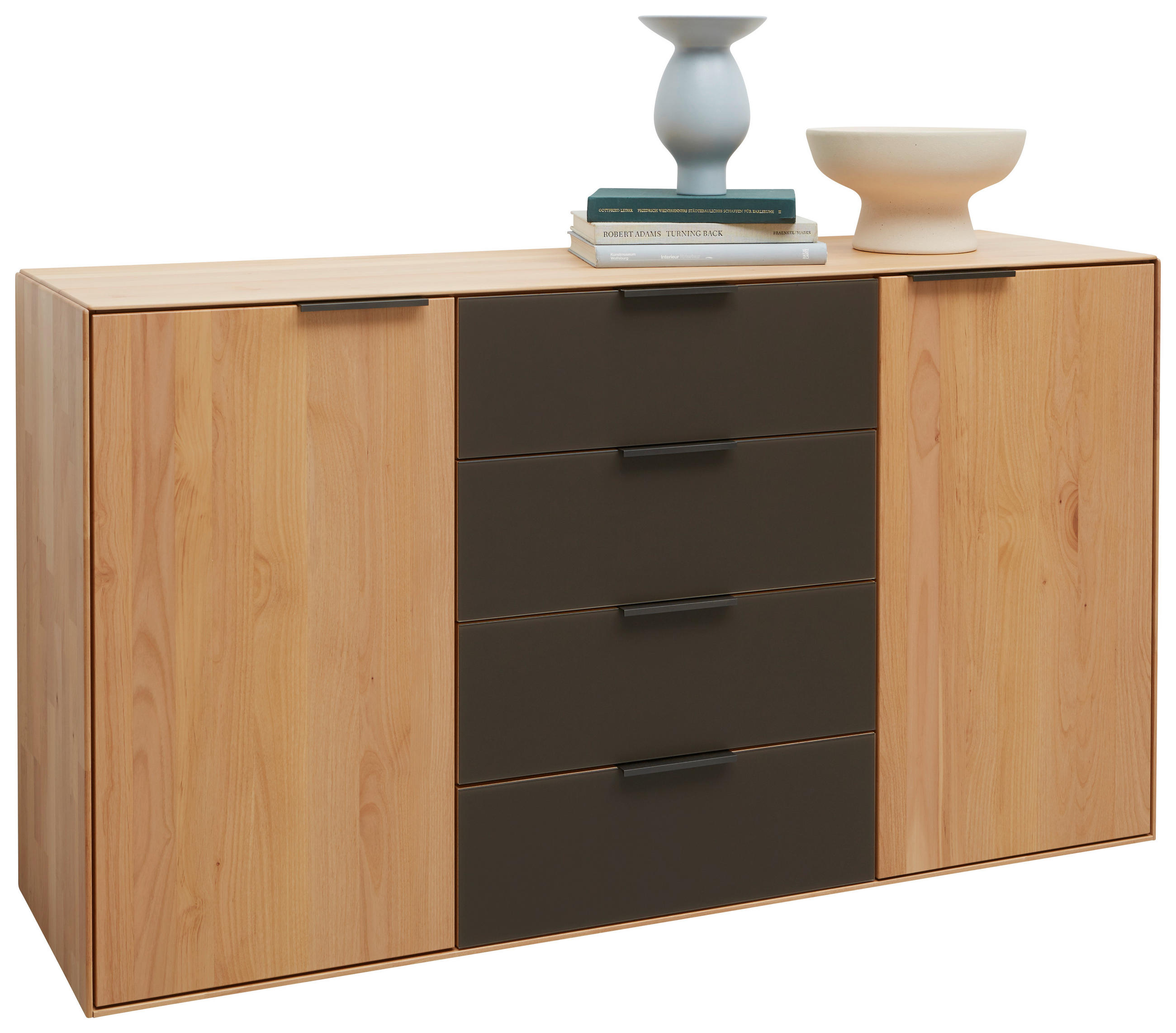 SIDEBOARD 150,9/84,7/44,2 cm  in Erlefarben, Dunkelbraun  - Dunkelbraun/Erlefarben, Natur, Glas/Holz (150,9/84,7/44,2cm) - Valnatura