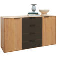 SIDEBOARD Erle vollmassiv Erlefarben, Dunkelbraun Einlegeböden  - Dunkelbraun/Erlefarben, Natur, Glas/Holz (150,9/84,7/44,2cm) - Valnatura