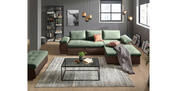 ECKSOFA in Flachgewebe Braun, Olivgrün 271/175 cm - Braun/Olivgrün, Design, Kunststoff/Textil (271/175cm) - Xora