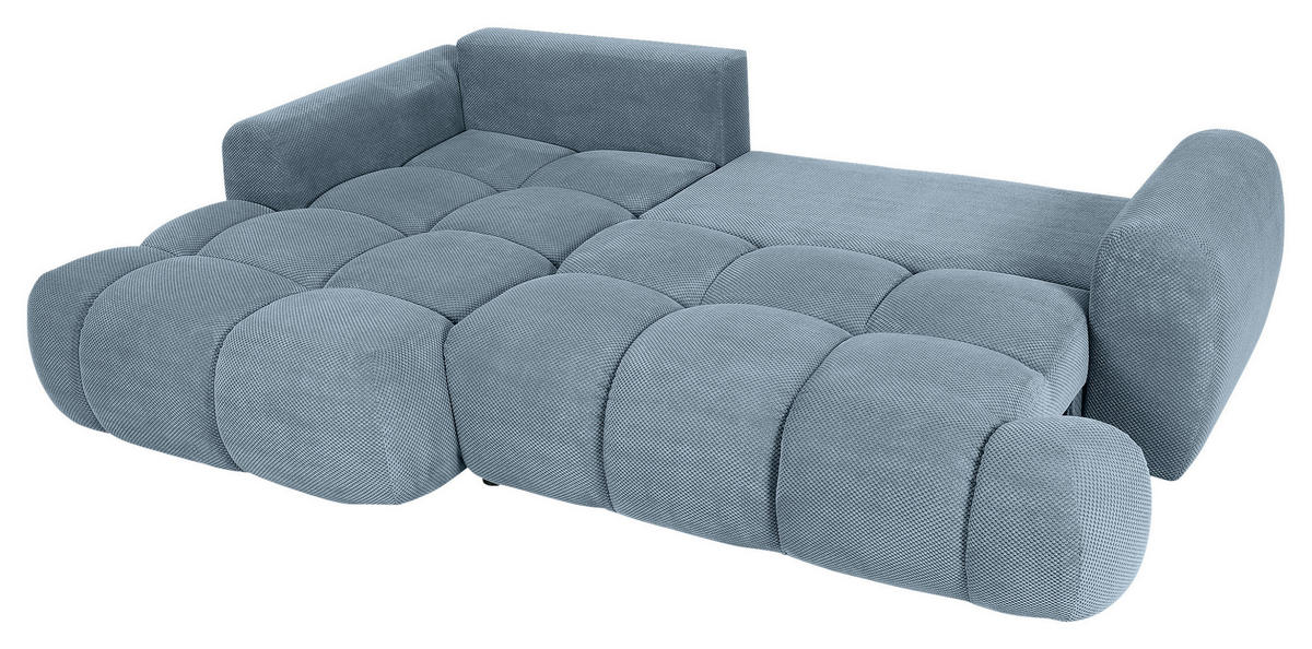 ECKSOFA in Flachgewebe Blau  - Blau/Schwarz, Konventionell, Kunststoff/Textil (174/274cm) - Carryhome