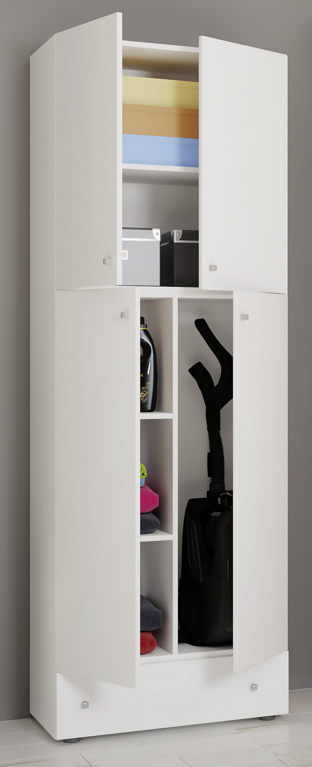 MULTISKÅP 70/200/39 cm 4-dörrar - vit/grå, Modern, trämaterial/plast (70/200/39cm) - MID.YOU