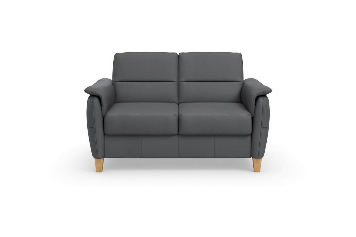 2-SITZER-SOFA PALMERA E Schwarz Echtleder  - Eichefarben/Schwarz, Basics, Leder/Holz (149/89/89cm) - Sit & More