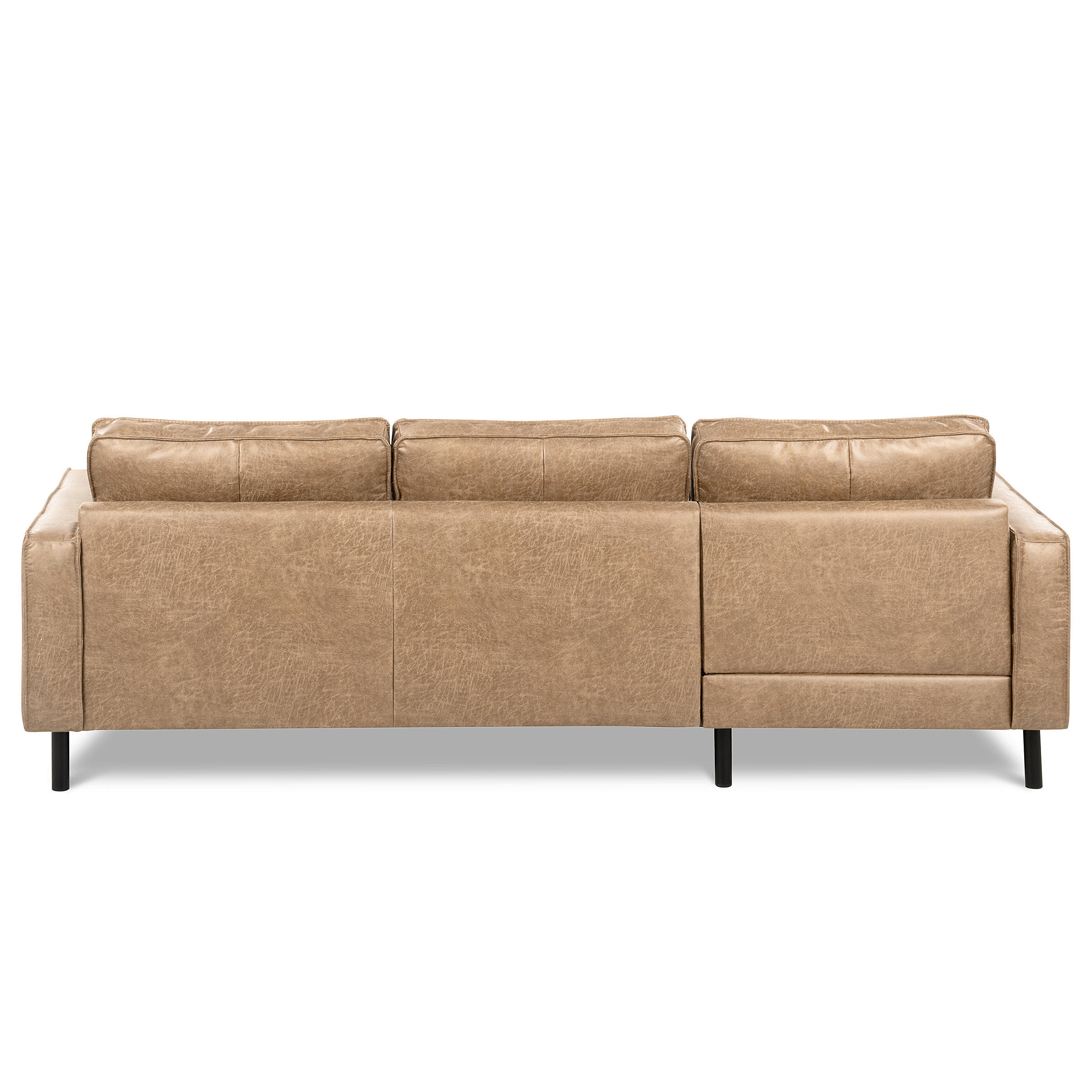 ECKSOFA Sandfarben Echtleder Lederlook Bettkasten, Schlaffunktion, Rücken echt  - Sandfarben/Schwarz, Design, Leder/Textil (166/238cm) - Livetastic
