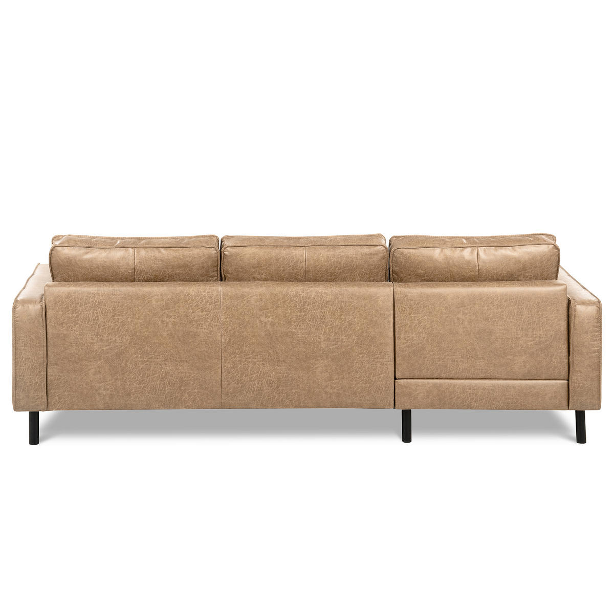 ECKSOFA Sandfarben Echtleder Lederlook Bettkasten, Schlaffunktion, Rücken echt  - Sandfarben/Schwarz, Design, Leder/Textil (166/238cm) - Livetastic