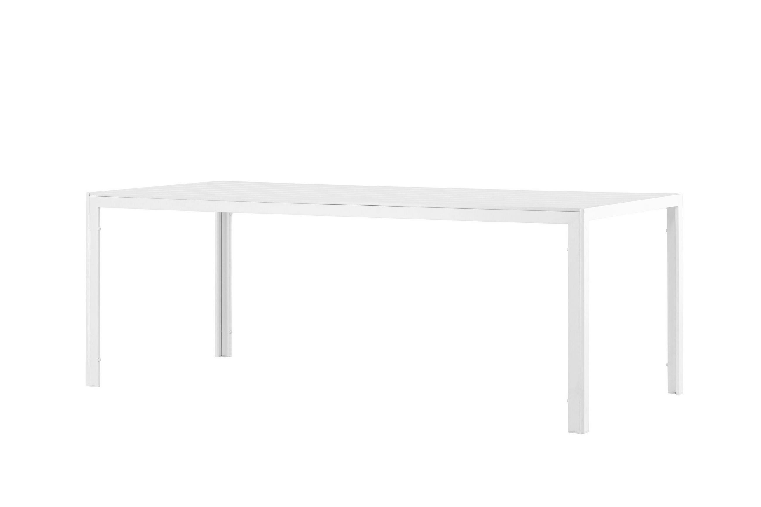 UTEBORD metall, plast rektangulär  - vit, Modern, metall/plast (205/90/75cm) - Gardenson