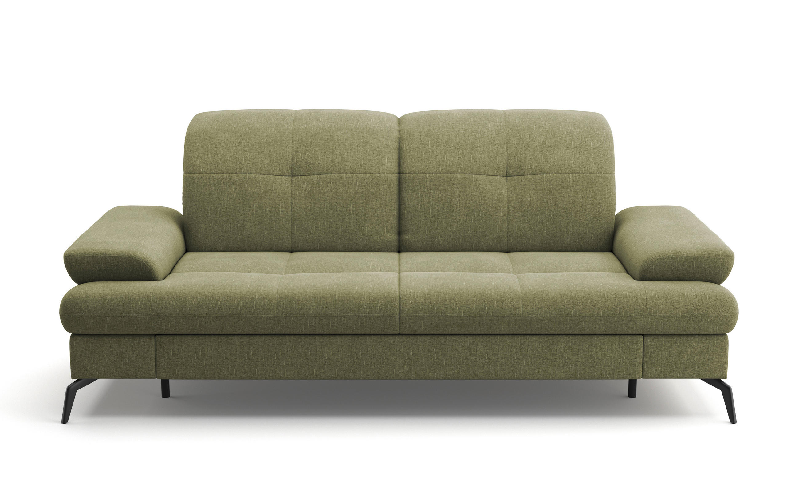 2,5-SITZER in Flachgewebe Hellgrün  - Schwarz/Hellgrün, KONVENTIONELL, Textil/Metall (202/90/122cm) - Sit & More
