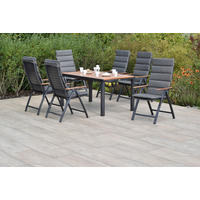 GARTENTISCHGRUPPE  - Graphitfarben/Akaziefarben, KONVENTIONELL, Holz/Textil - Gardenson