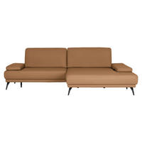 ECKSOFA Echtleder Hellbraun  - Hellbraun/Schwarz, Konventionell, Leder/Metall (301/180cm) - Joop!