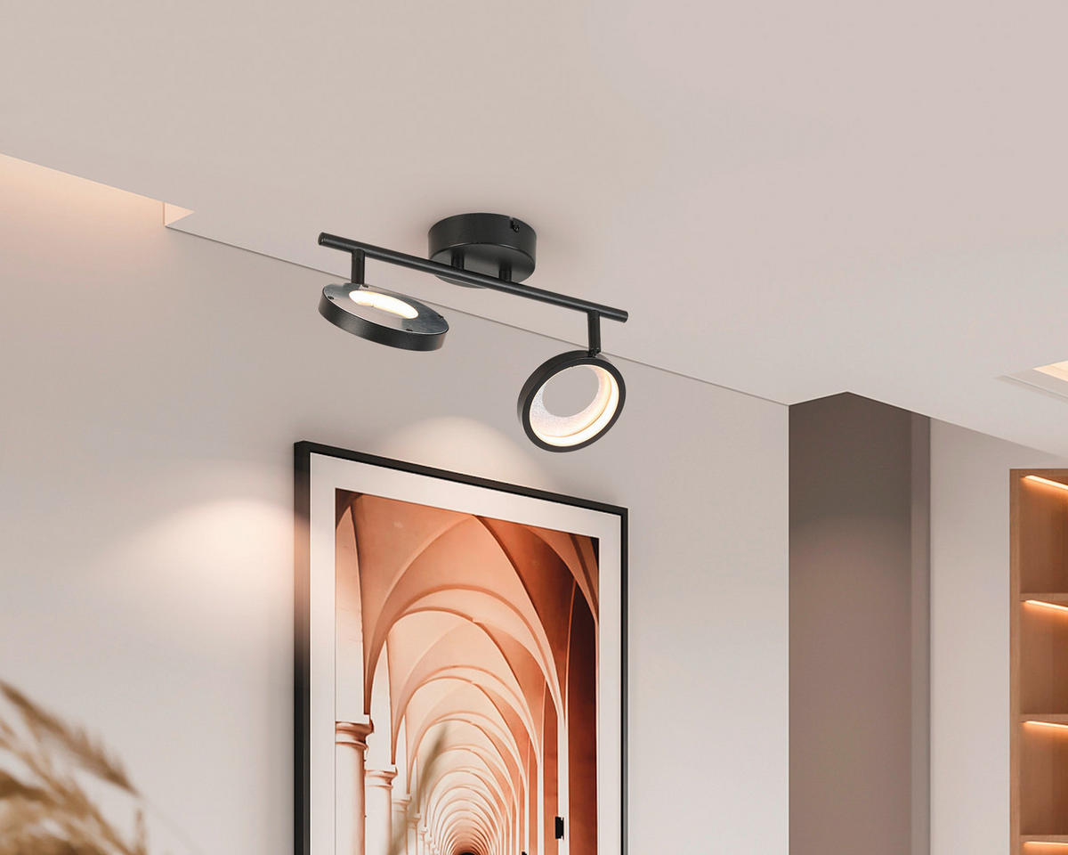 LED-STRAHLER Granada 35/12/19 cm   - Schwarz/Alufarben, Basics, Kunststoff/Metall (35/12/19cm) - Novel