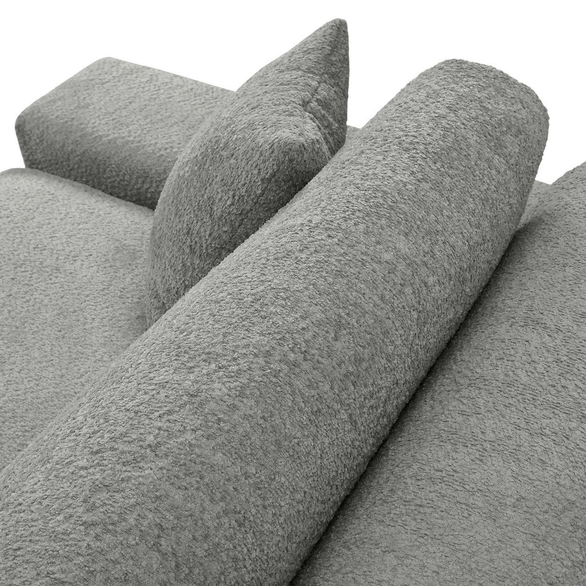ECKSOFA  Grau Bouclé  - Greige/Schwarz, MODERN, Kunststoff/Textil (255/255cm) - Landscape