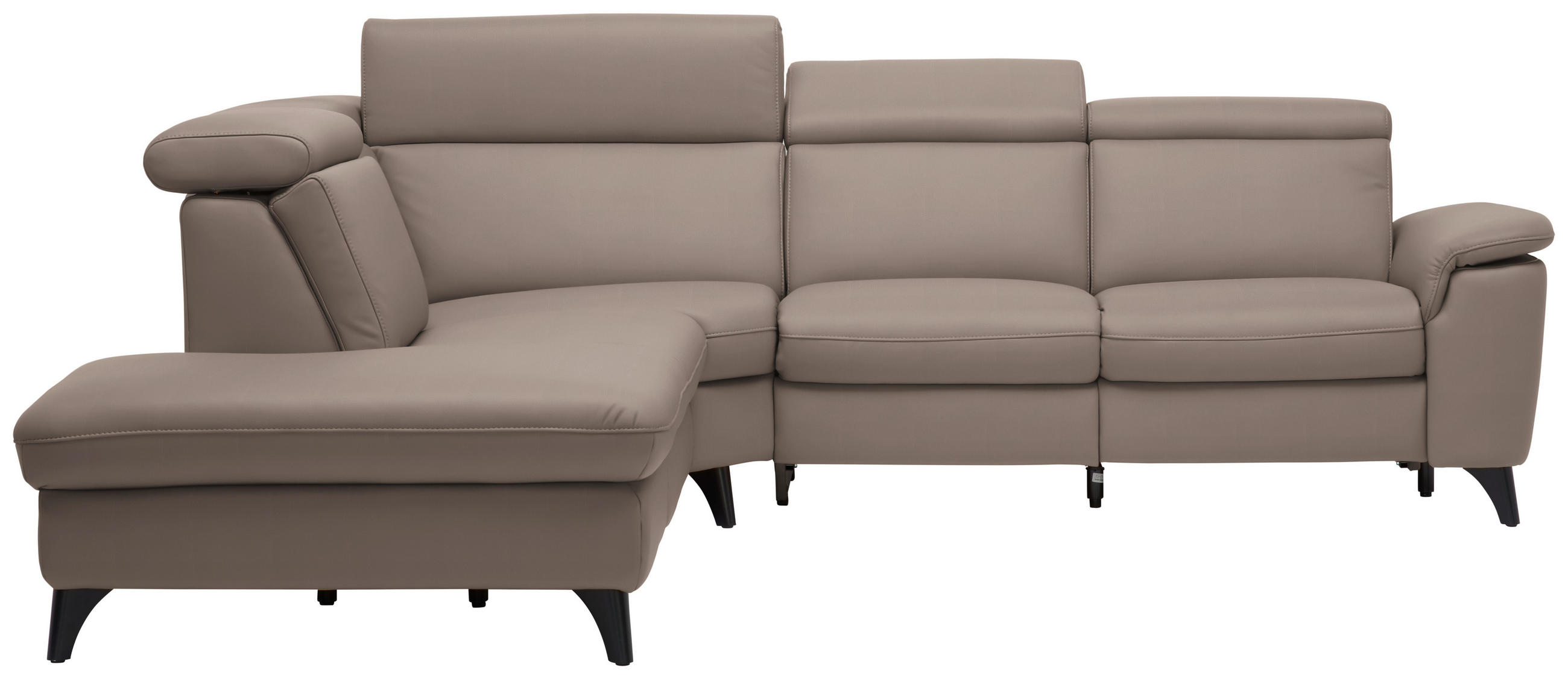 ECKSOFA in Echtleder Fango  - Fango/Schwarz, Design, Leder/Metall (239/285cm) - Cantus